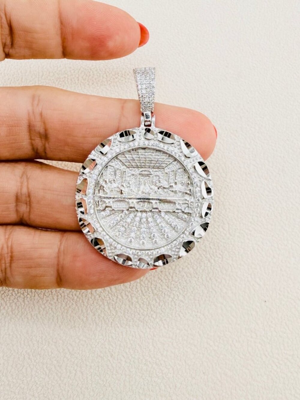 Beautiful last Supper pendant Medallion real 925 sterling silver Ultima cena